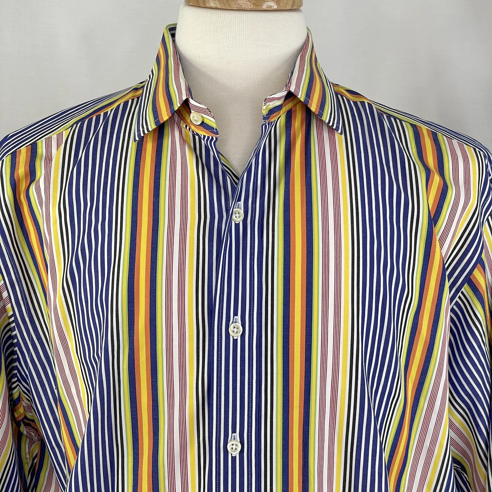 Polo Ralph Lauren Mens Westerton Multi Color Stripe L/S Shirt Size L Cotton