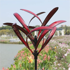 82 Inch Metal Wind Spinner Outdoor Tall Yard Art Large Garden Windmill Decor Red