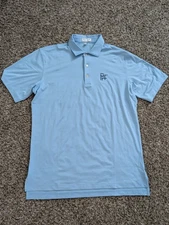 Peter Millar Summer Comfort Polo Shirt Embroidered MHF Logo Medium Blue Golf