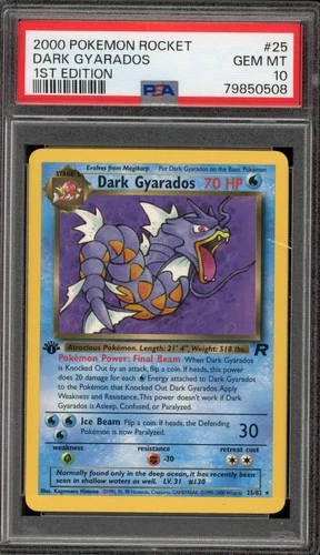 Pokemon Dark Gyarados Team Rocket 1st Edition NON Holo Rare #8 PSA 10 Gem Mint
