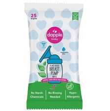 Dapple Baby Breast Pump Wipes, Plant-Based, Fragrance Free, 25 Count