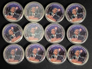 (12) 2012 United States Mint Colorized Obama 2nd term American Silver Eagles