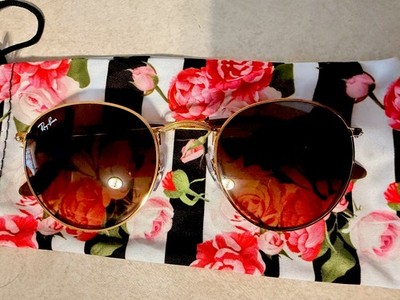 Ray-Ban Women's Round Lightweight Gold Metal Sunglasses Brown Gradient Lens