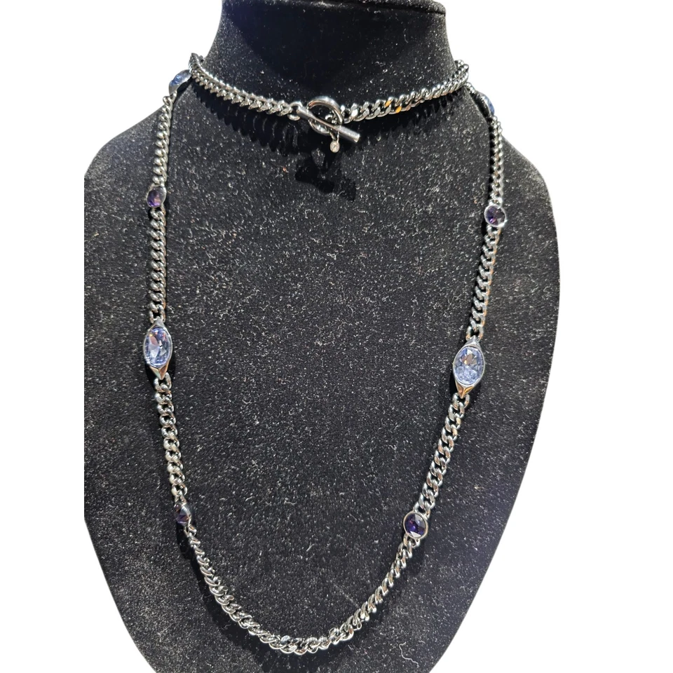 "Collar Estación Givenchy Gunmetal Cristal Púrpura 42"" Cierre Palanca Firmado... Foto 3 de 4