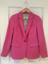 Joules Women's Pink Horatia Herringbone Tweed Blazer Size 10 New w/o Tags