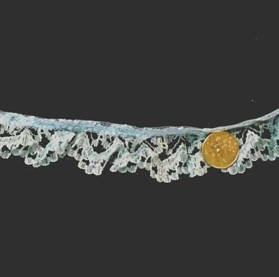 Ruffle Lace Edging Nylon Scalloped Floral Lace Trim 1'' Teal Blue 8 yards