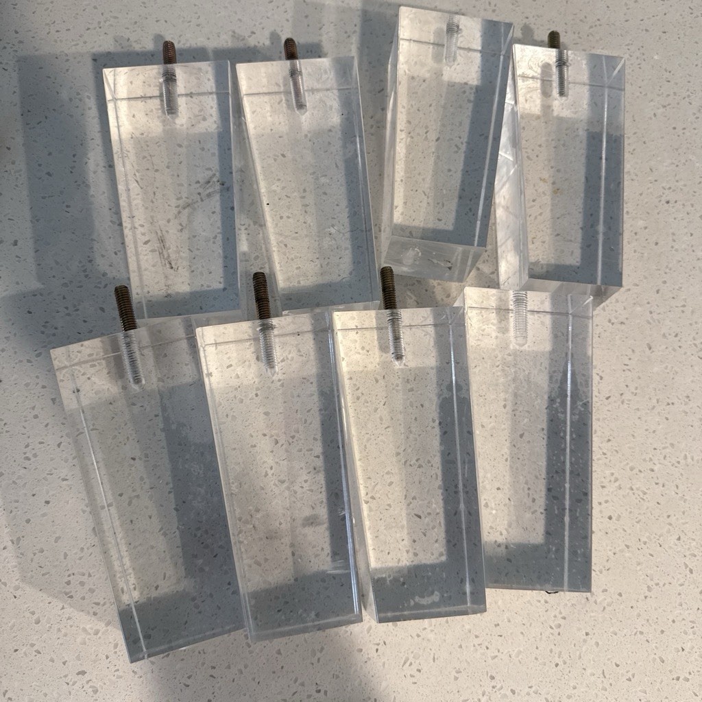 Clear Acrylic Fixture/furniture raisers Pocket, Screw-In