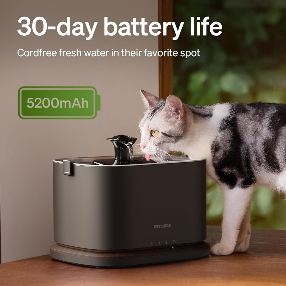 PETLIBRO Upgrade Cat Water Fountain, Cordless Cat Fountain Battery ...