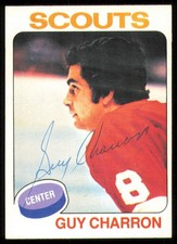 Guy Charron Autographed Signed 1975-76 Topps Card #32 Kansas City Scouts