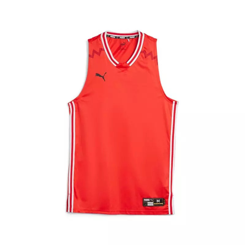 Débardeur Puma Hoops Game rouge respirant en maille technique anti-transpiration