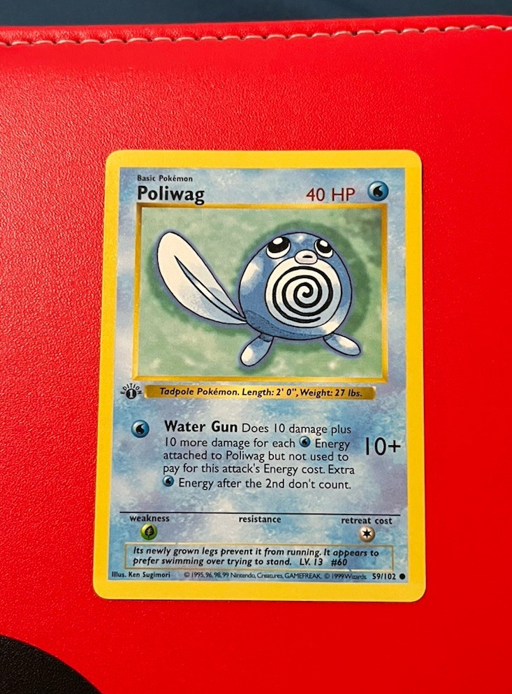 1999 Pokemon Base Set Poliwag 1st Edition Shadowless 59/102 NM English