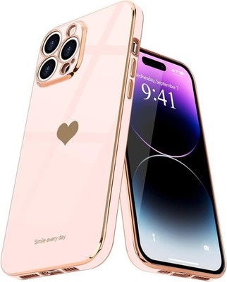 Handyhülle TPU Rosa Herz Mädchen Kratzfest Stoßfest für iPhone 14 Pro Max Case