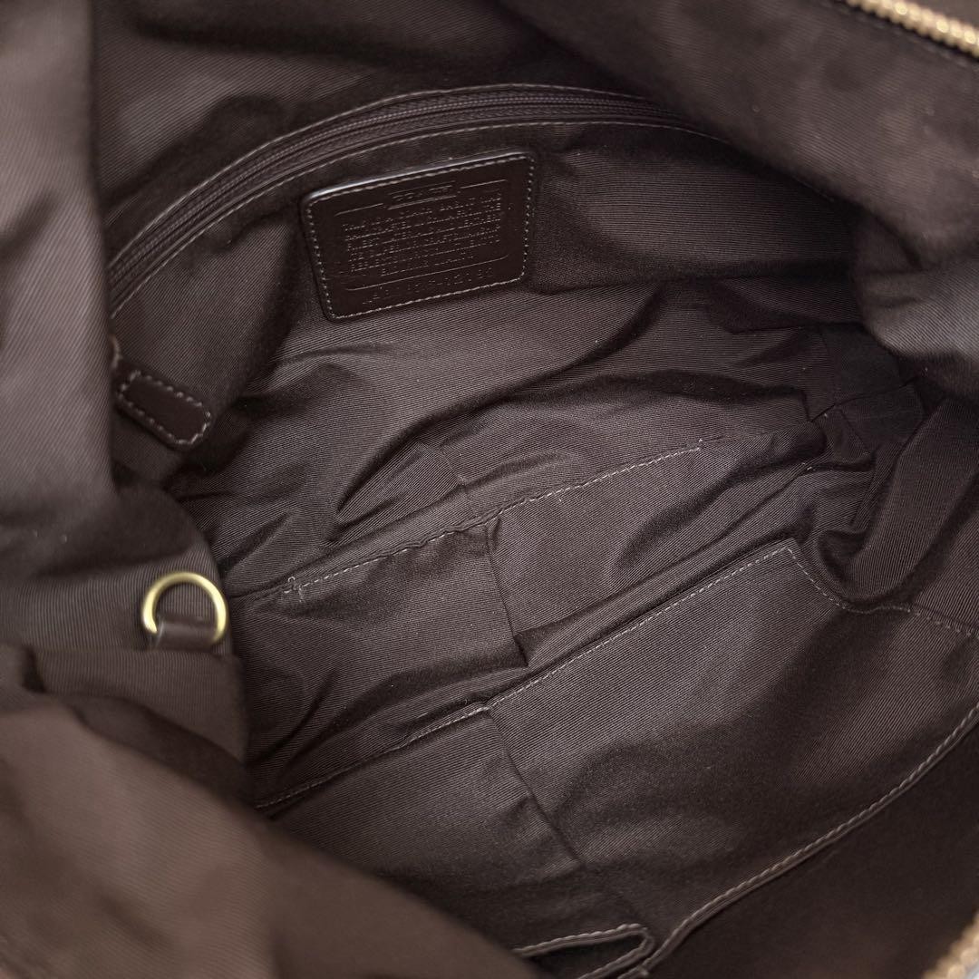 Used Coach Signature Khaki Canvas Hobo Bag with Leather