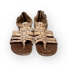 Roan Bed Stu Women’s Kaliope Leather Sandal Zip Up Braided Leather Footbed Sz 10