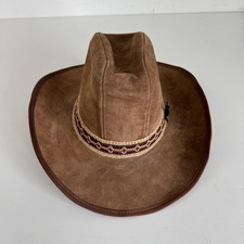 Brown Suede STETSON Leather Cowboy Hat Western Band Cattleman Crease Sz 6 3/4