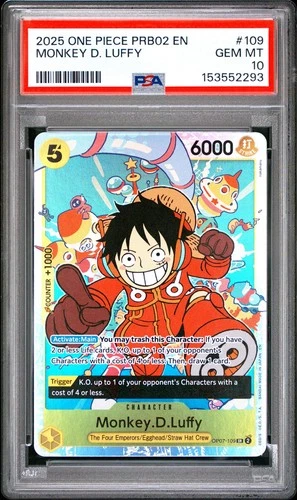 One Piece PRB02-Prem Booster Best Vol.2 - Monkey D Luffy #OP07-109 SR - PSA 10