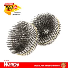 1-1/2” ×.09” Wire Coil Ring Shank Stainless Steel Siding Nails 15 Degree 1200Pcs