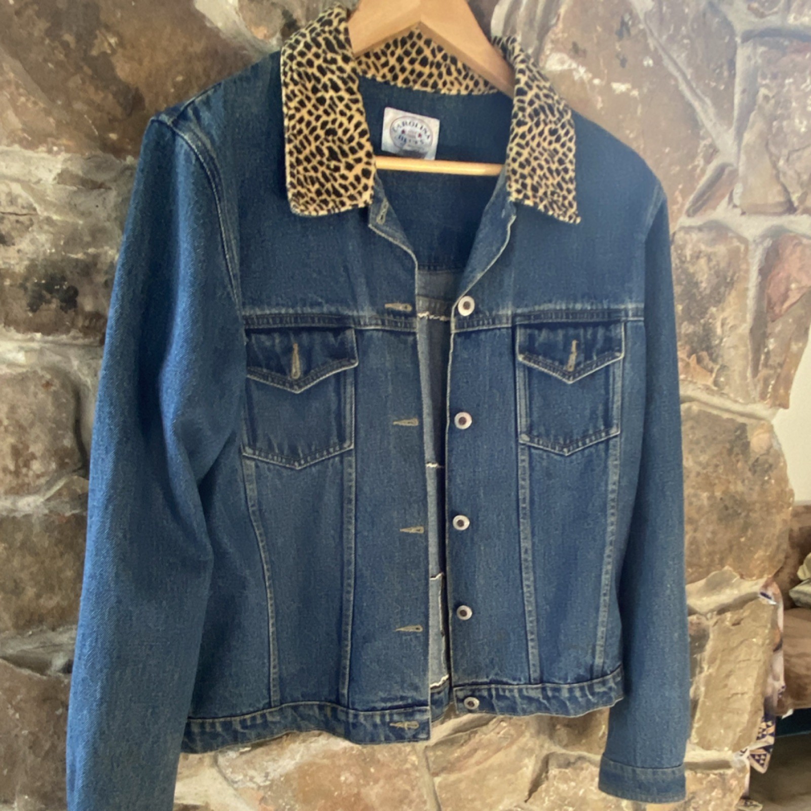 Carolina Blues Denim Jacket Patchwork Animal Prin… - image 3