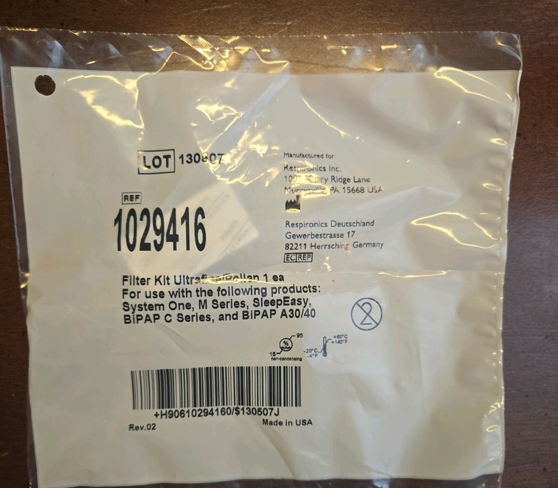 RESPIRONICS Pollen Filter 1 pack 1029416 SEALED IN BAG M Series