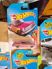 Hot Wheels 164 Diecast Car Slammed 1963 Chevy Ii Nova Pink With Flames