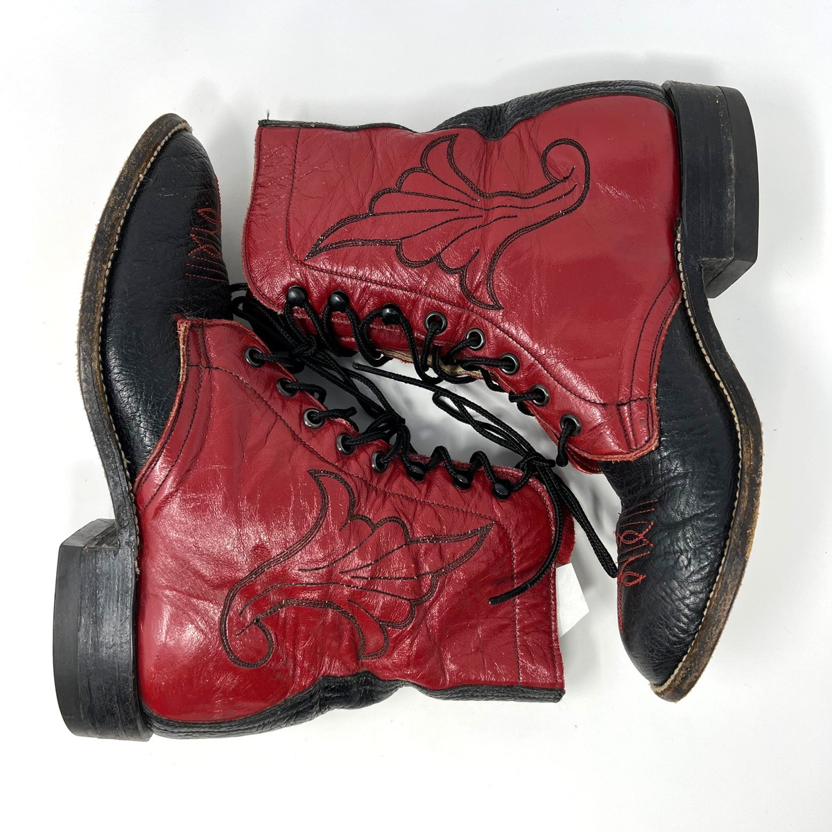 Vintage Hondo Lace-Up Two-Tone Leather Boots Size 6 B | Busker/Ren Faire Style View 4