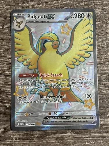 Pokémon Pidgeot EX Full Art TCG Card Paldean Fates Card 221/091