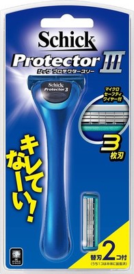 Schick Protector Three 3-Blade Razor Holder (2 Replacement Blades) Men Japan