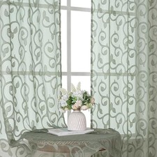 Sage Green Sheer Curtains 63 inch Length for Bedroom Living Room 2 Panels S