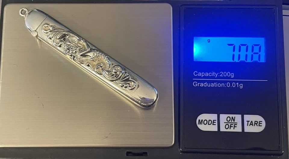 Estuche de agujas de coser de plata esterlina para sirena antiguo RS Arrow Chatelaine🌺 Foto 3 de 4