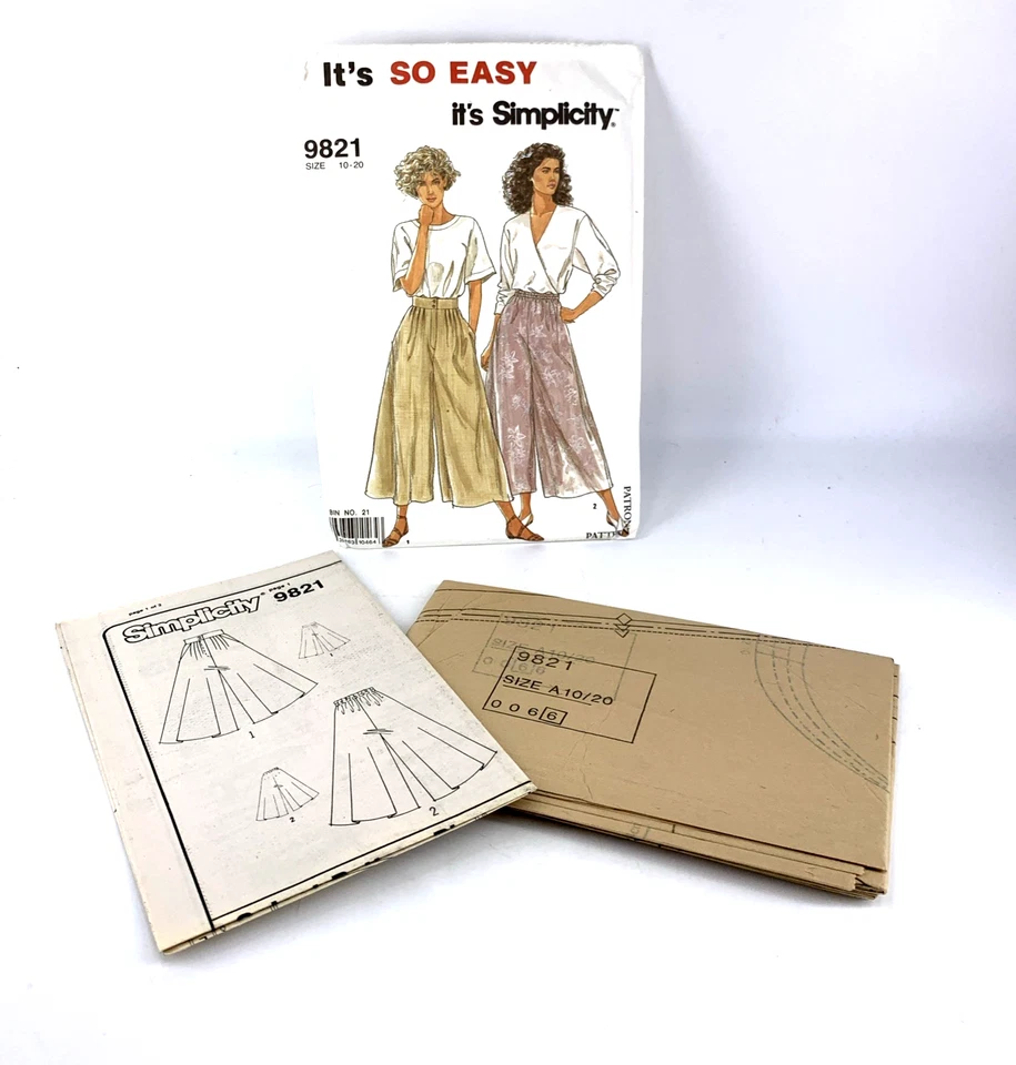 Simplicity Sewing Pattern 9821 Culottes Sz 10-20 2 Styles 1990 Uncut FF - Image 2 of 4