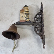 Vintage Rustic Cast Iron Dinner Bell Wall Mount Hanging Lighthouse Sea Ringing
