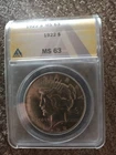 1922-S PEACE DOLLAR ANACS MS63