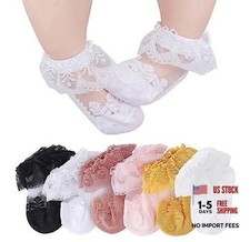 Baby Girl Ruffle Socks Cotton Frilly for Princess 3-12 Months Crystal 6 Pairs