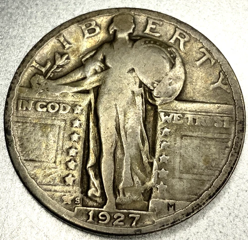 1927-S Standing Liberty Quarter VG Very Good 90% Silver 25c Semi Key - SV006