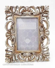 Photo Frame Baroque Rococo Leafy Scrollwork and Shells in Antiqued Silver 4x6