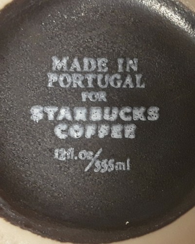 Starbucks Portugal Stoneware Coffee Cup 12 oz. Green Brown Black Glaze RARE - Picture 6 of 8