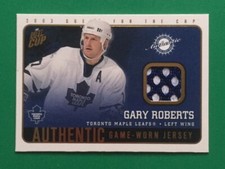 GARY ROBERTS (TORONTO) 02-03 PACIFIC QUEST FOR THE CUP JERSEY CARD #22