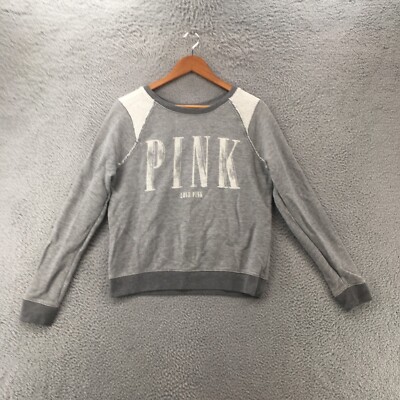 Victoria's Secret PINK Sweatshirt Womens S Petite Gray Crew Long Sleeve Pullover