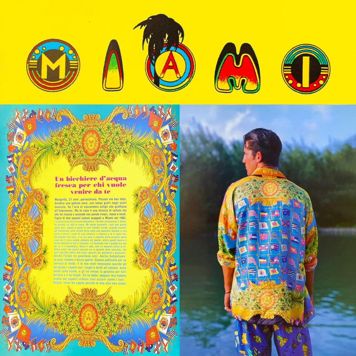 GIANNI VERSACE silk shirt Flags & Sun print size 50 S/S 1993 GIANNI VERSACE silk shirt Flags & Sun print size 50 S/S 1993