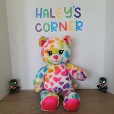 Build A Bear Rainbow Hearts Kitty Cat 16 Stuffed Plush Toy Hook Loop Paws