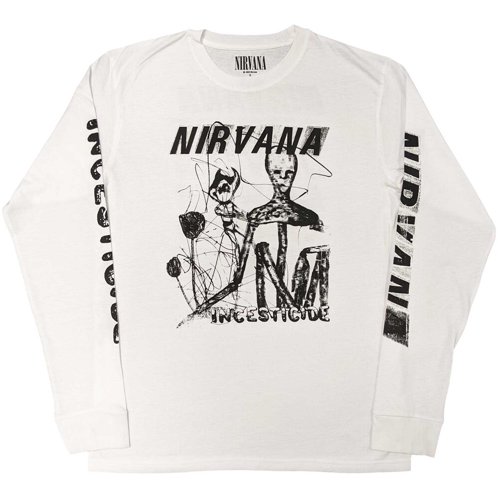 Nirvana - Kurt Cobain - Incesticide - Long Sleeve White t-shirt | eBay