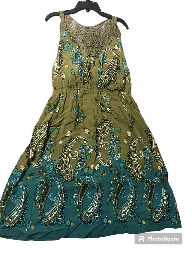 Apt 9 Dress Boho Style Embroidered Back Green Aqua Paisley Print Sleeveless Sz M | eBay Apt 9 Dress Boho Style Embroidered Back Green Aqua Paisley Print Sleeveless Sz M | eBay