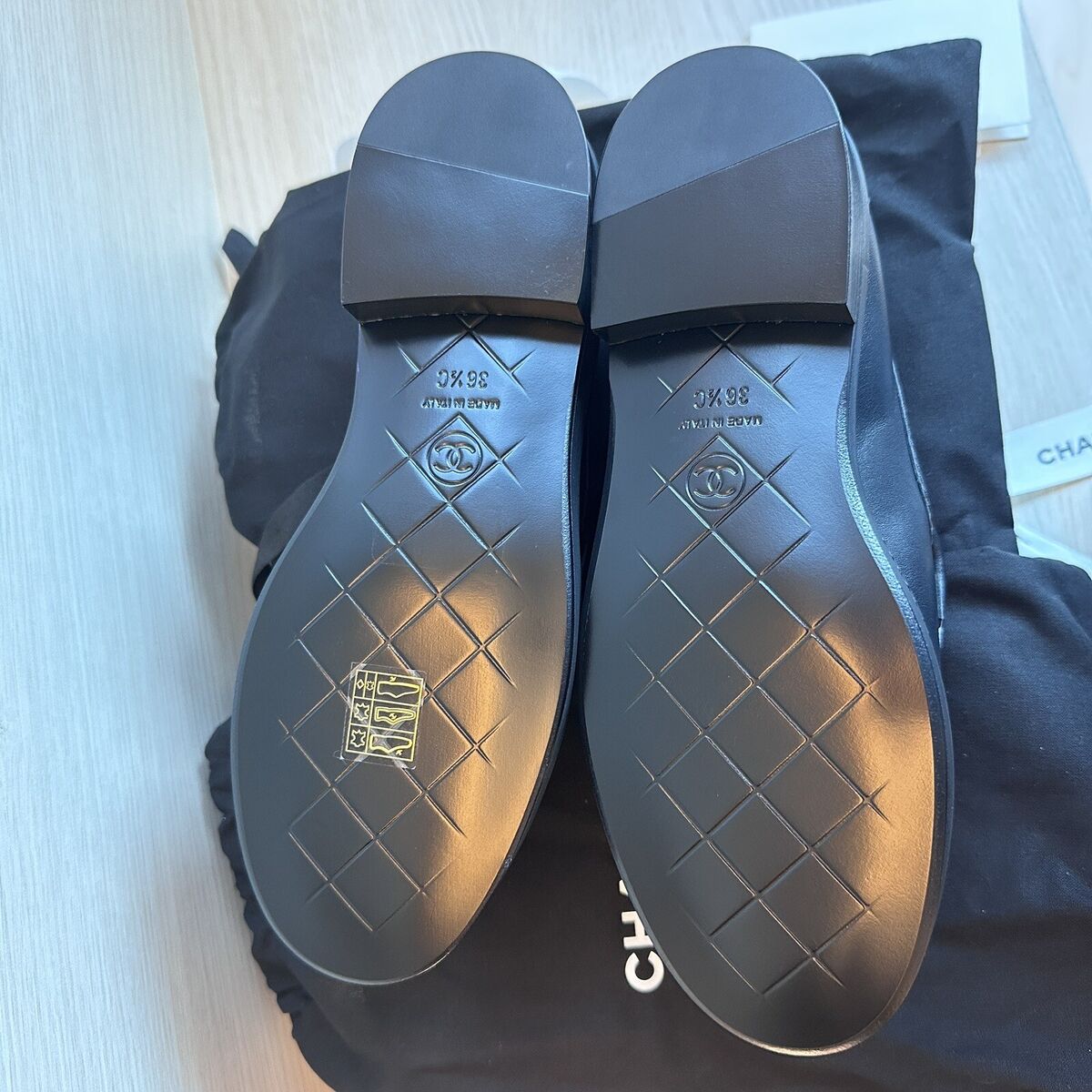 Chanel Quilted Leather Tab Loafers - Black (G36646 X01000 Chanel Quilted Leather Tab Loafers - Black (G36646 X01000