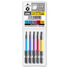 ANEX Color Screwdriver Hex Lobe Bit T10,15,20,25,30x65mm ACTX5-65L 5pcs Japan