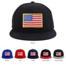 Yellow American Flag Patch Youth Size Flatbill Snapback Cap - FREE SHIPPING