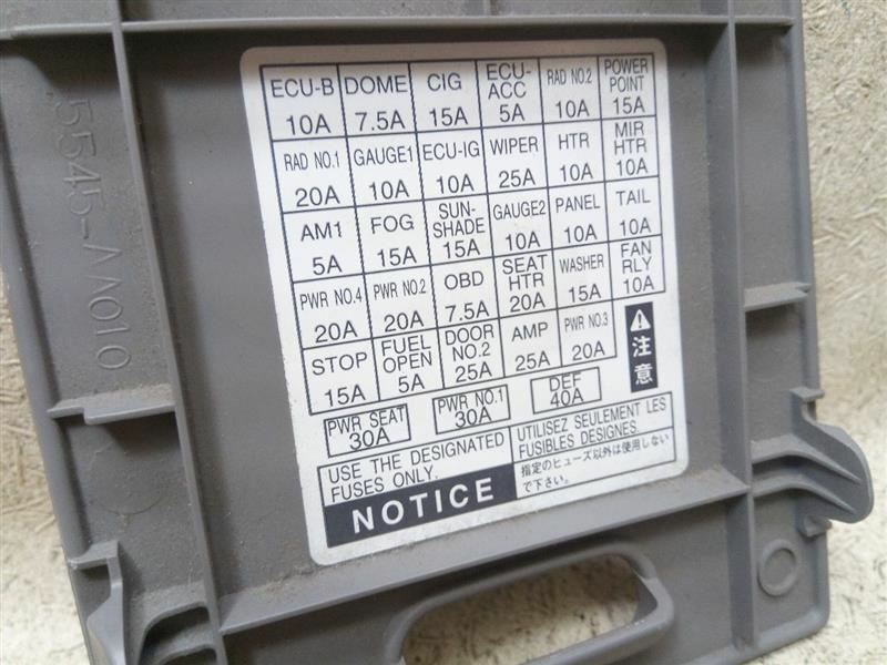 2002 Toyota Camry Fuse Box Diagram
