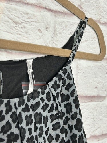 XL/1X/2X New Black Gray Leopard Animal Print Lined Tank Top Cami Blouse - Picture 8 of 14