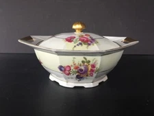 VICTORIA CHECHOSLOVAKIA ''MAYTIME'' PORCELAIN COVERED VEGETABLE DISH