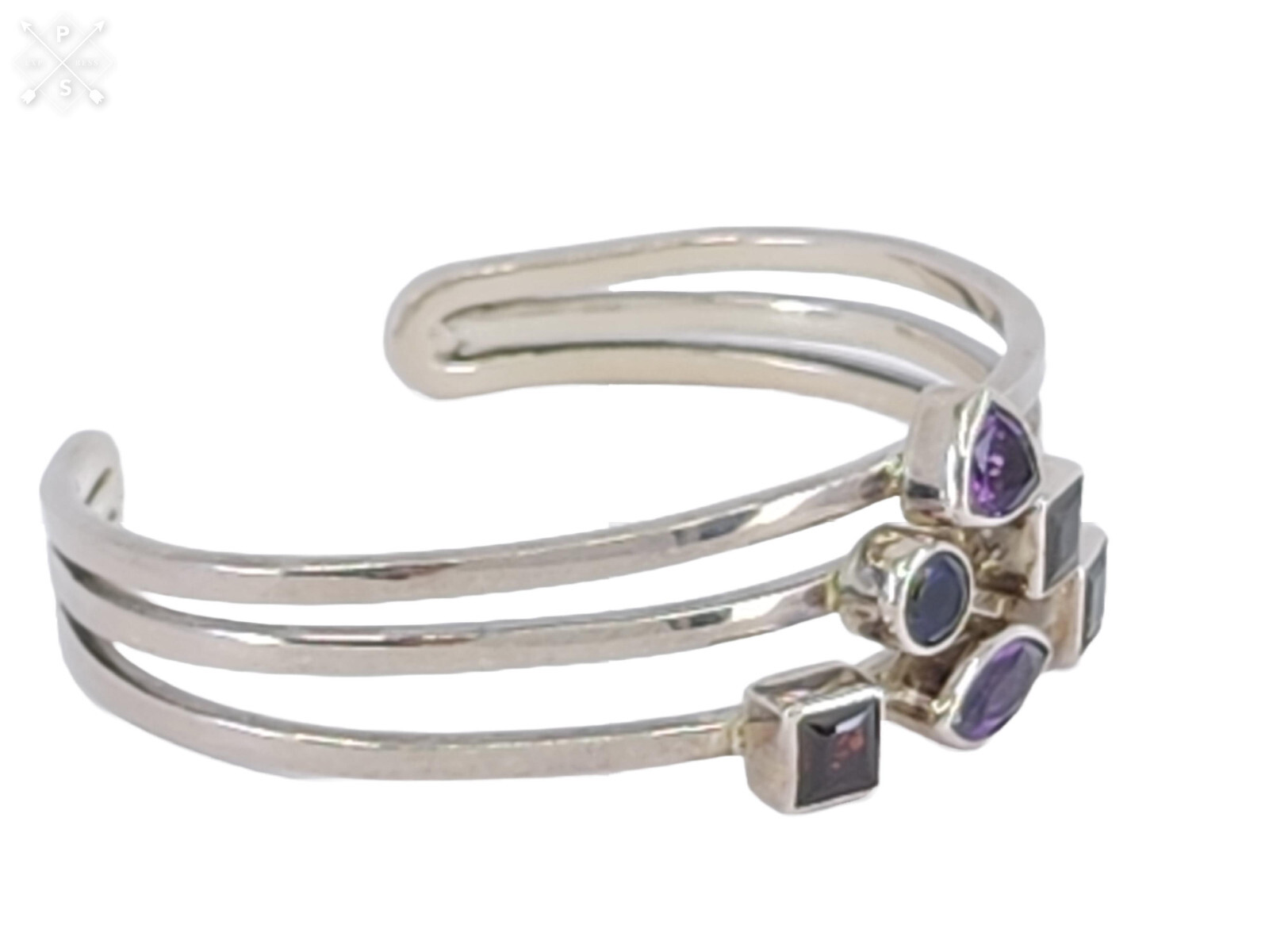 MODERNIST SOLID STERLING SILVER AMETHYST and GEM … - image 3