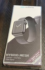 Raptic Hybrid Mesh Apple Watch 9 8 SE Band 40 41 38mm-Stainless / Leather-Black